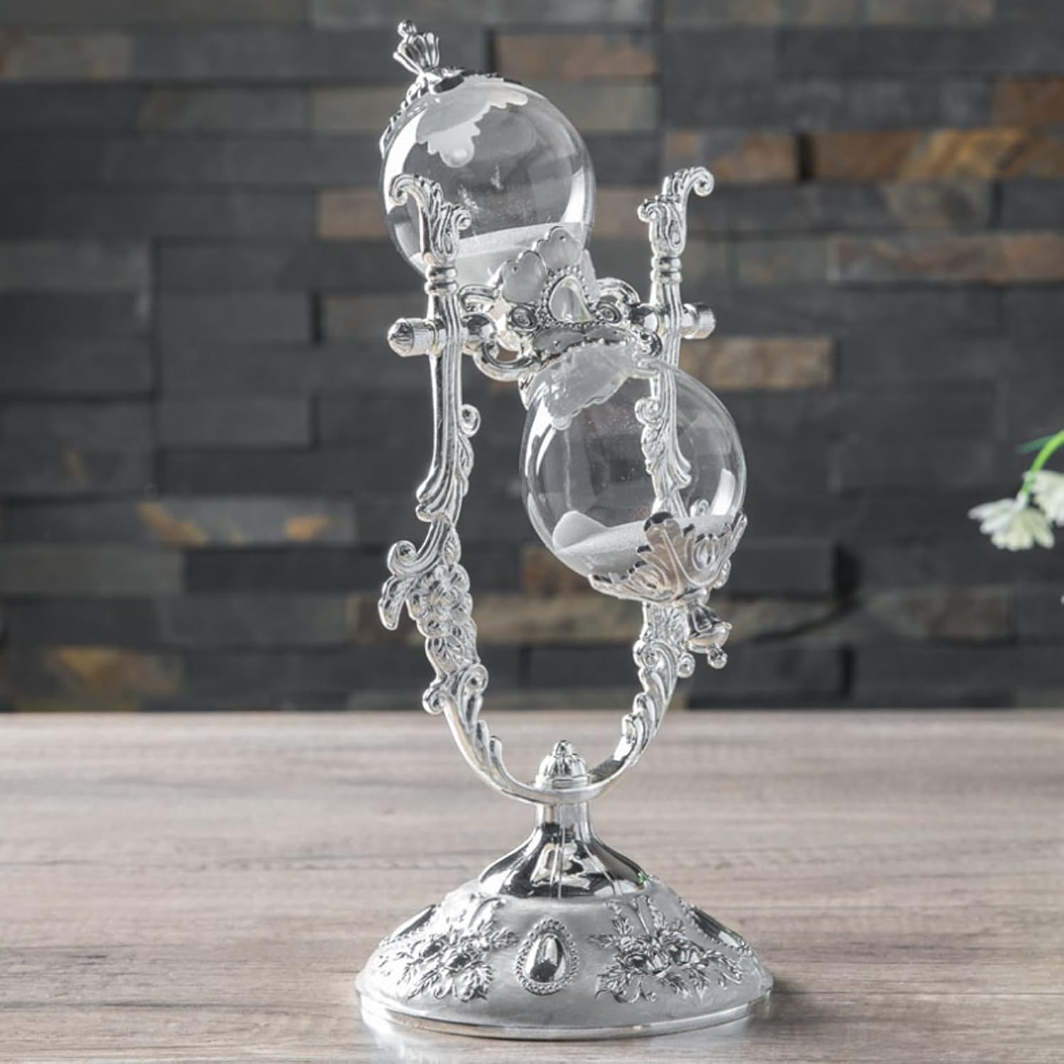 Minute Hourglass Sand Timer, 360 Degree Flip Metal Sand Clock for Home Salon Spa Yoga Meditation Office Decor (Pale Pewter)