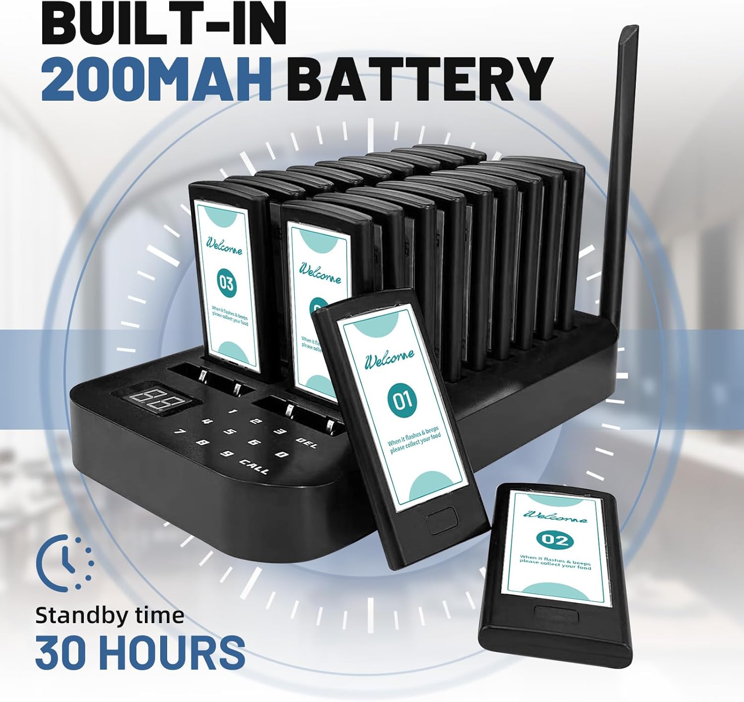 Restaurant Pager System 20 Pagers for Restaurants 1640ft Long Range Wireless Calling System with Vibration Flashing Buzzer Beepers for Restaurants Food Truck Church Nursery