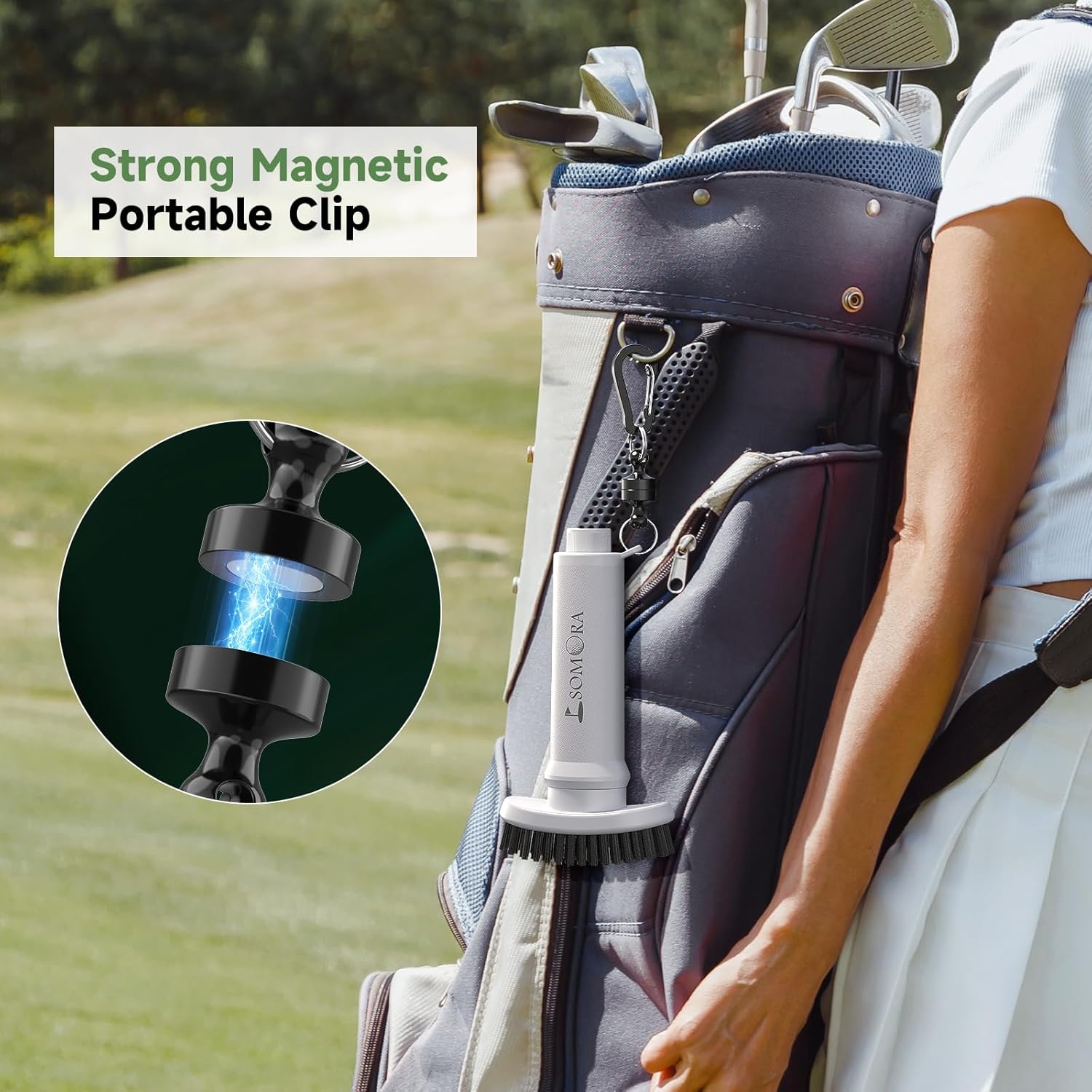 SOMORA Pro Golf Club Cleaner Water Brush - White Elephant Gifts for Adults, Golf Bag Accessories Golf Gifts for Men Dad Father's Day, Magnetic Golf Club Brush Groove Cleaner, Christmas Mens Gifts - Image 6