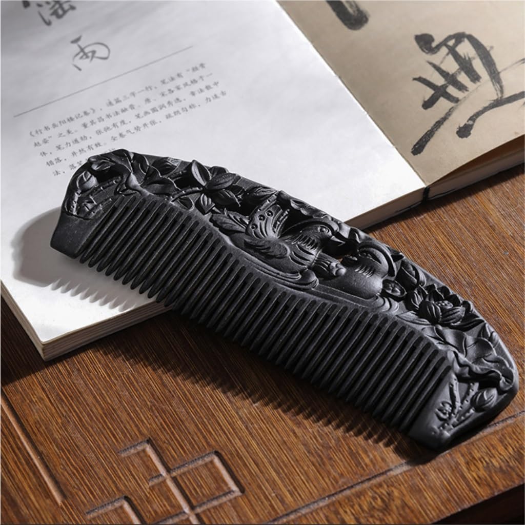 Peruka Grzebień Chinese Retro Long Hair Wooden Comb Black Fine Tooth Comb Household Dry Hair Comb Suitable for All Hair Types Duże grzebienie do włosów
