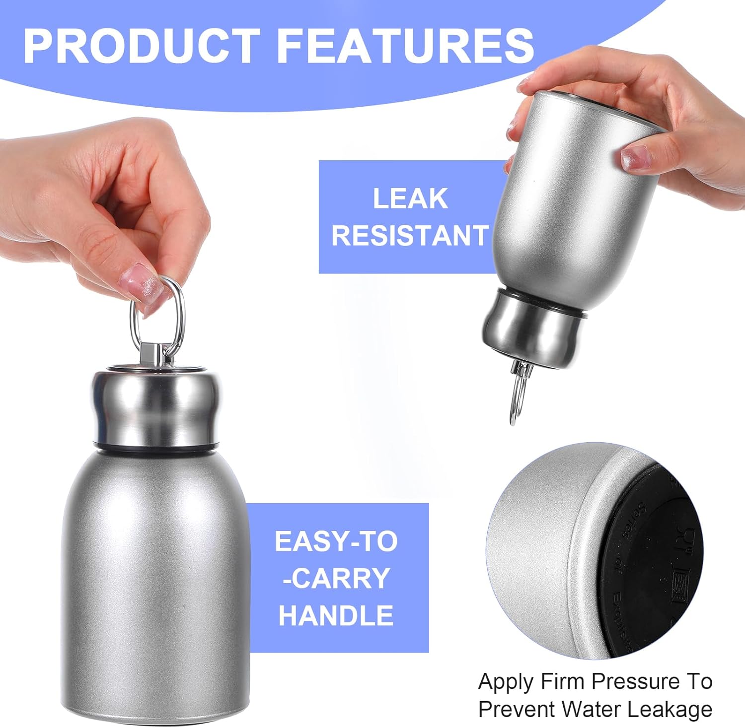 5 Pcs 10 oz Mini Stainless Steel Water Bottle Portable Drink Water Bottle Slim Insulated Thermal Design Small Vacuum Hot and Cold Water Bottle for Travel, Camping, and Sports - Image 3