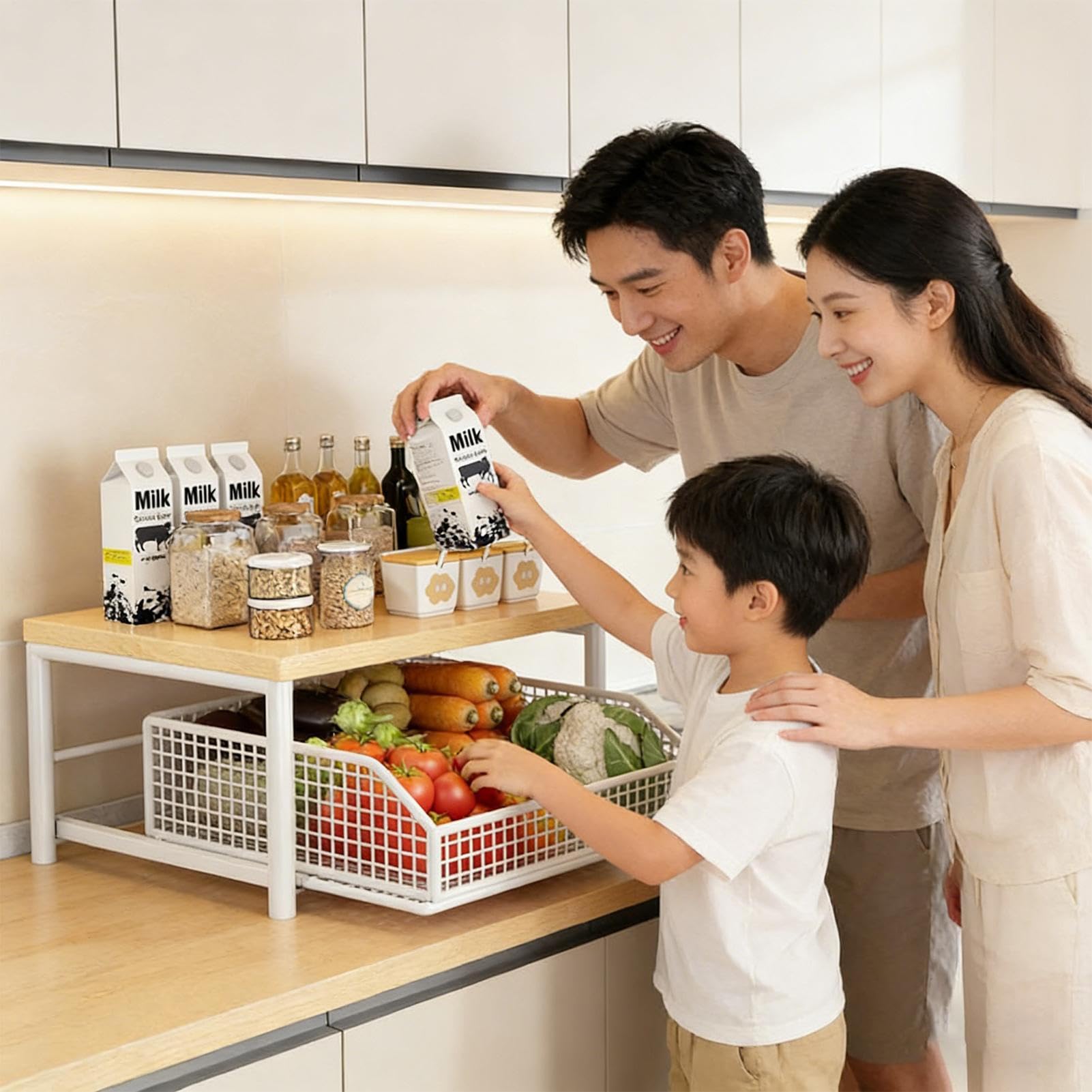 Scaffali per e la Conservazione Organizzatore Verticale A Due Livelli | Organizzatore di Ripiani Culinari per Dispensa Bagno Garage Doccia Casa Appartamento Lavanderia e Cucina