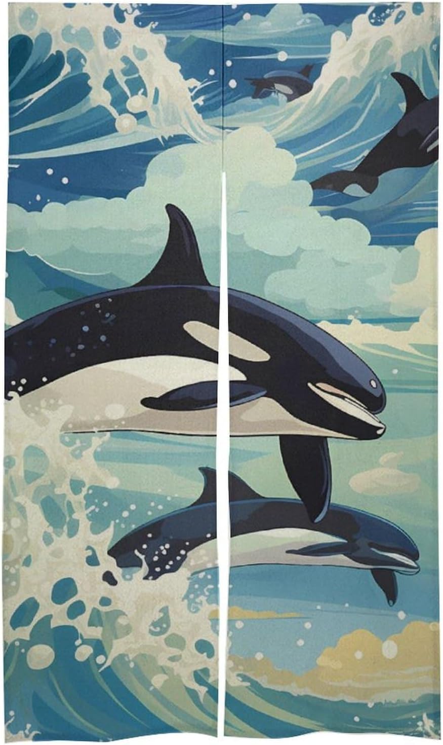 Killer Whale Door Curtain Blackout Door Cover Curtains Door Screen for Home Accessories