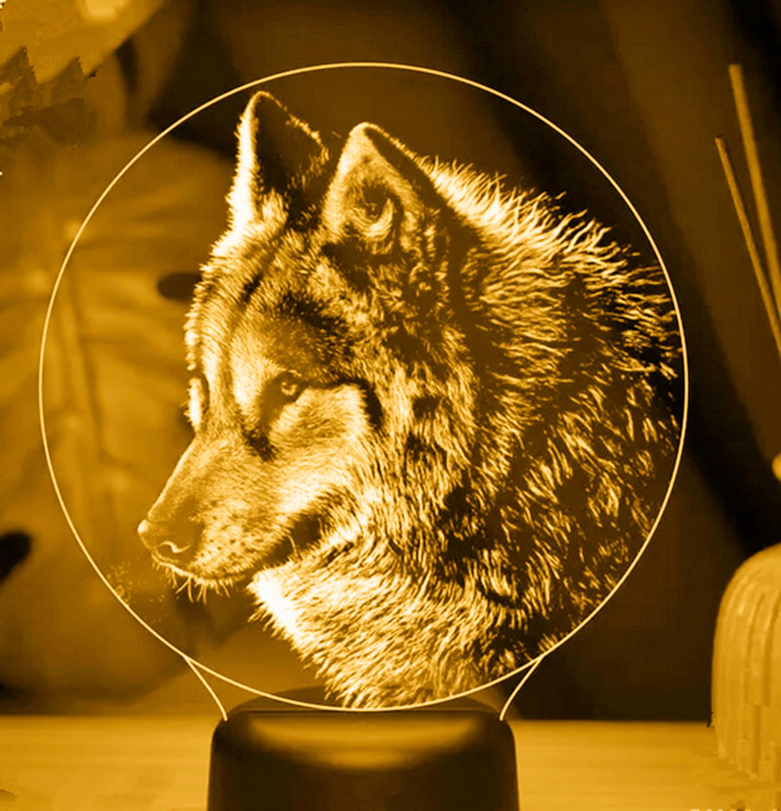 Nastrojowe światło 3D wilk, 7 kolorów, przełącznik dotykowy, USB, lampa stołowa, LED, pomysł na prezent do domu, na imprezę lub urodziny