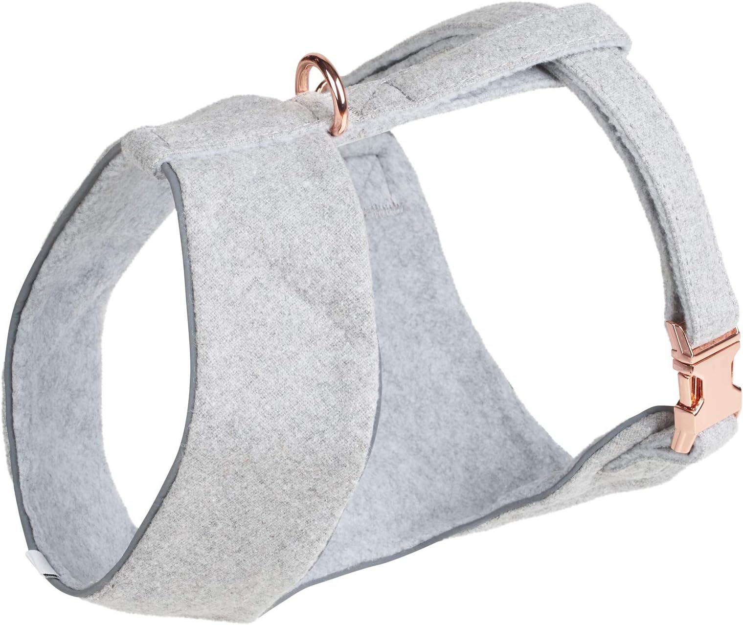 Thoroughbeds Grey Tweed Dog Harness with Rose Gold Buckle - Medium