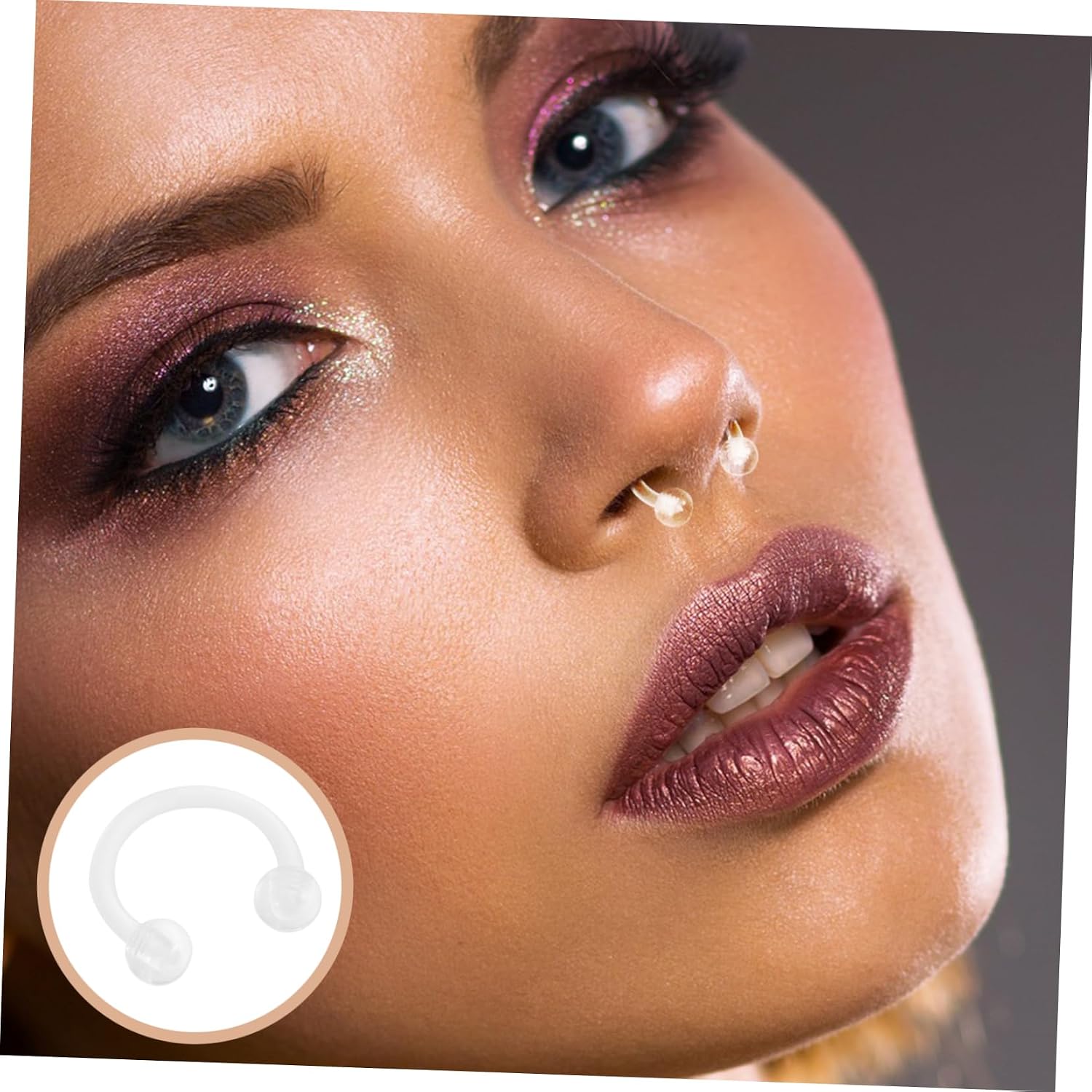 18pcs Transparent Acrylic Nose Rings Nose Jewelry with Lip Piercing Accessories for Women and Men Lightweight Body Piercing Kit for Daily Wear and Party Costumes