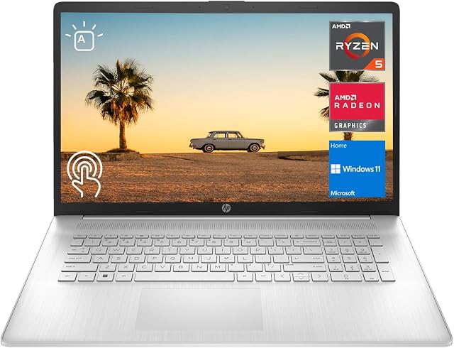 HP 2023 Newest 17 Laptop, 17.3" HD+ Touchscreen Display, AMD Ryzen 5 7530U Processor (Beats i7-1165G7), 32GB RAM, 2TB SSD, Wi-Fi 6, HDMI, Backlit KB, Webcam, Windows 11 Home, Silver, KKE Accessories