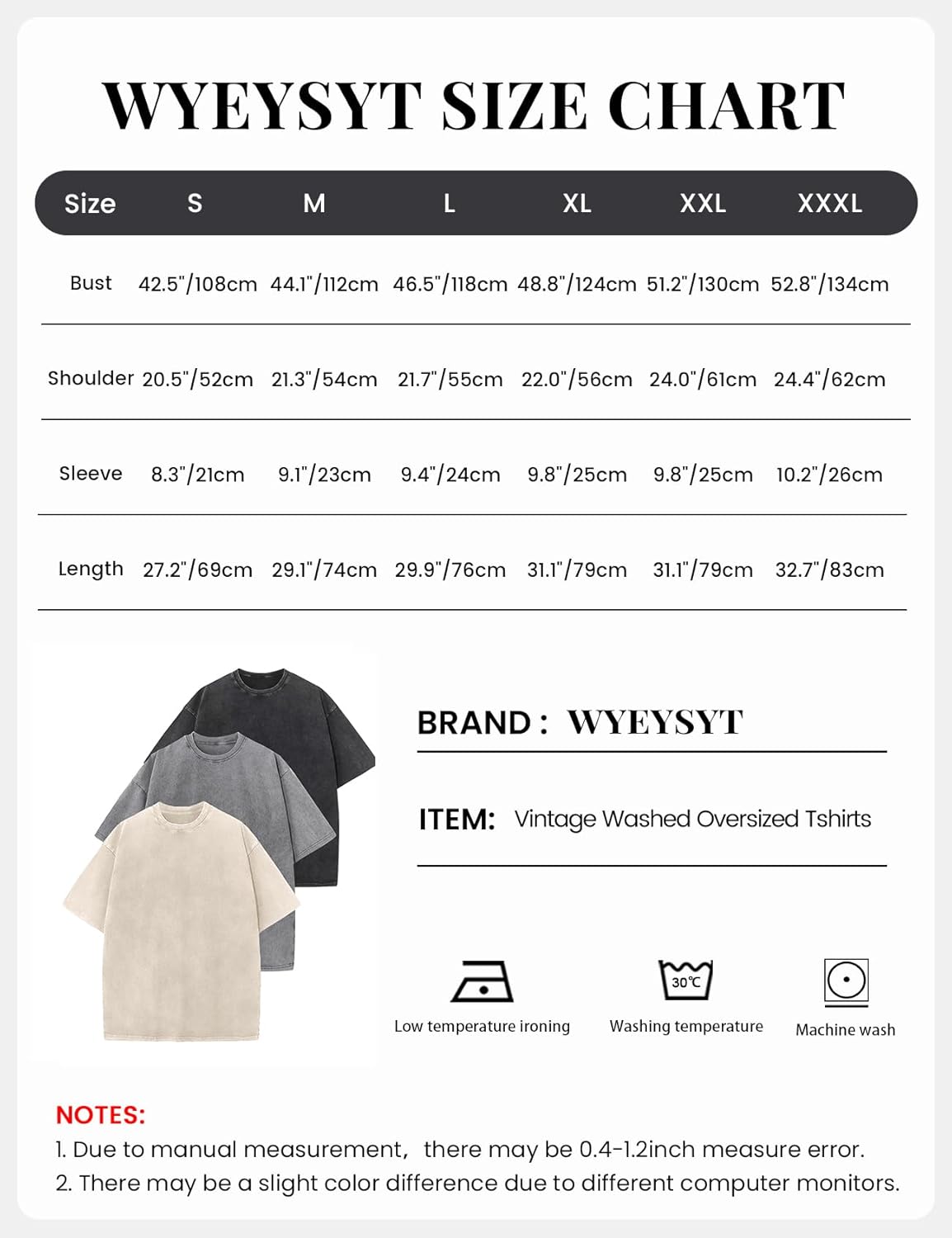 Wyeysyt 3 Pack Oversized Tshirts for Women Vintage Washed Baggy Tees Cotton Short Sleeves Acid Shirts Unisex Tops - Image 7