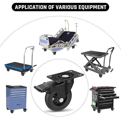 Miniatura 7 de Apllamo Ruedas giratorias de 4 pulgadas, ruedas industriales, ruedas para muebles con freno, juego de 4 ruedas resistentes. Adecuado para muebles y