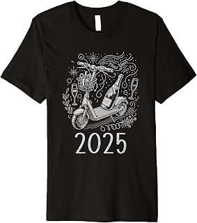 2025 New Year Scooter Champagne Art Premium T-Shirt