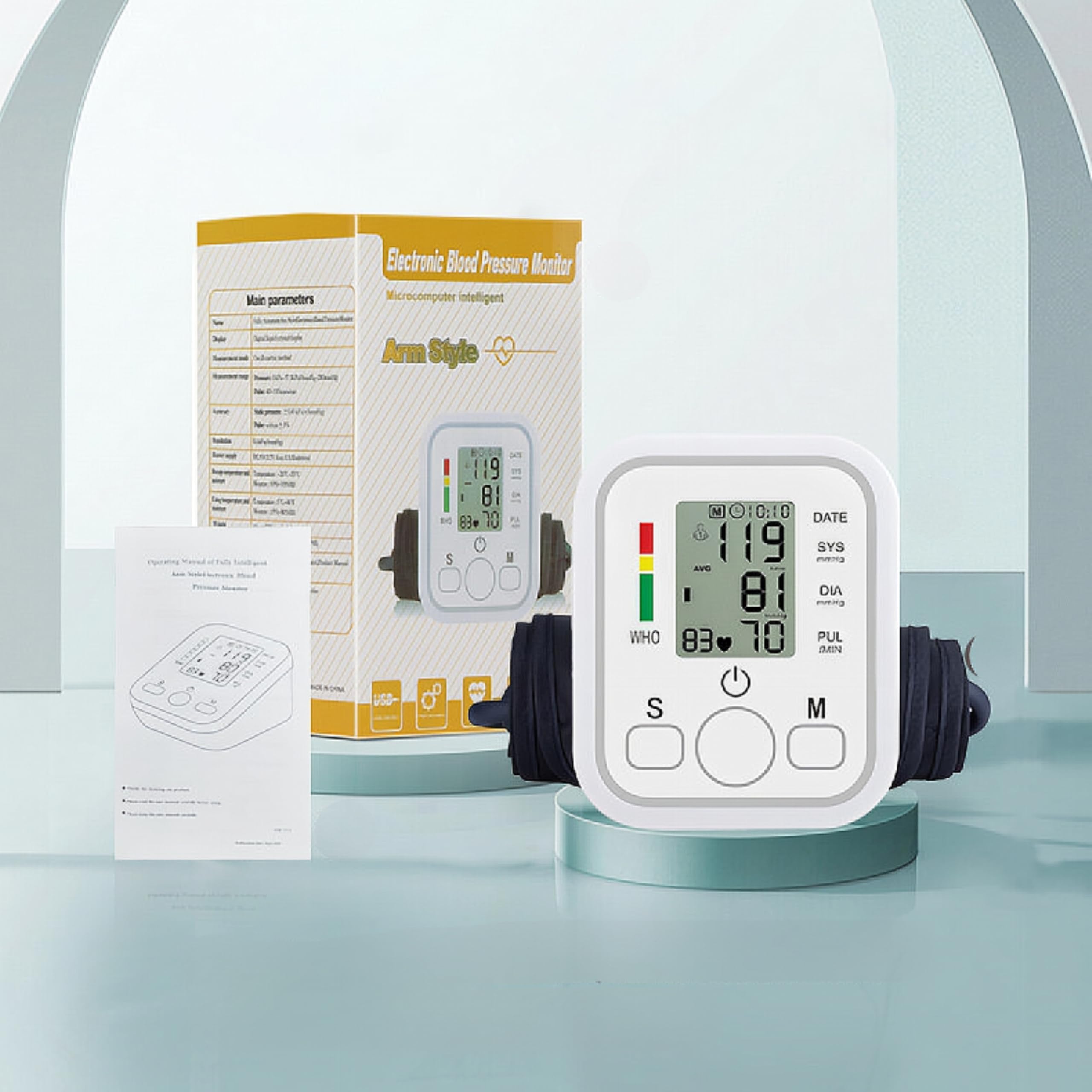 AccuTrust Digital Blood Pressure Monitor for Upper Arm with Large LCD Display, Hypertension Indicator, 2 User Memory (90 Readings), Pulse Rate & Heartbeat Detection β Automatic BP Machine 4