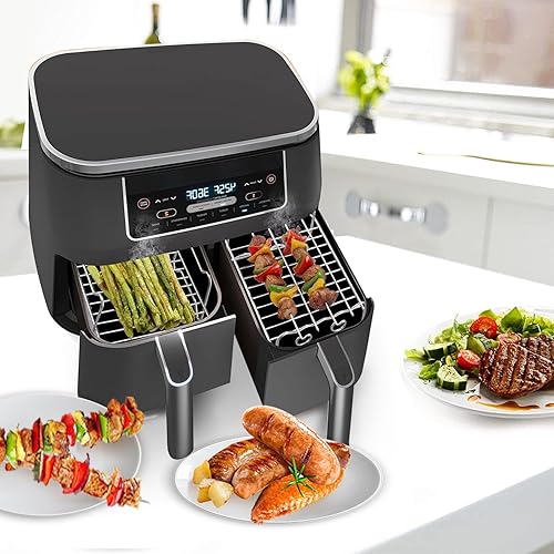 Miniatura 2 de Lebreary Estante para freidora de aire para freidora de aire de doble zona, parrilla para barbacoa con 4 pinchos, para DZ201 DZ401 y Ninja 8QT-10QT