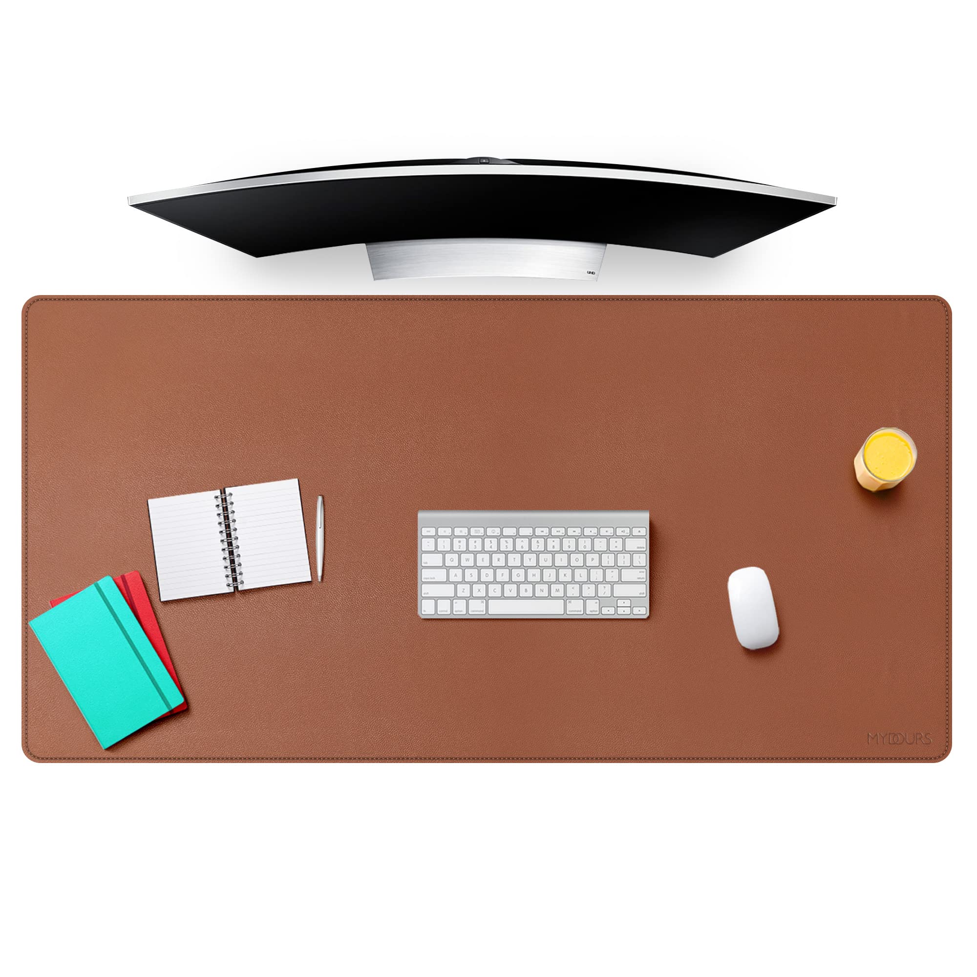 Mydours PU Leather Desk Mat, 46" x 24" Desk Pad Blotter Protector XXL Large Laptop Keyboard Mat Mouse Pad Both Side Waterproof Leather Desk Protective Pads for Office/Home (Light Brown) — image 1