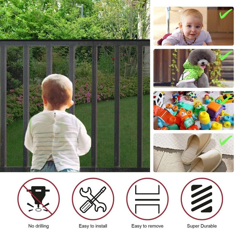 GREEN DECOR Monofilament Fabric Self Fold Baby Kids Safety Net Protector for Balcony & Staircase Railing Guard,Balcony Net Baby Safety Products (White Color, 2.50X1 MTR) - Image 6 thumbnail