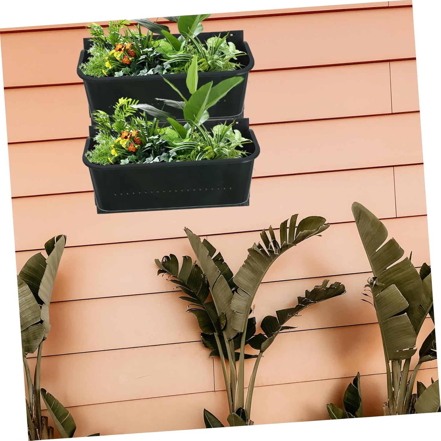 Mikikit 2pcs Vertical Wall Planter -Saving Hanging Planter for Use Flower Pot for Garden Patio and Home Decor