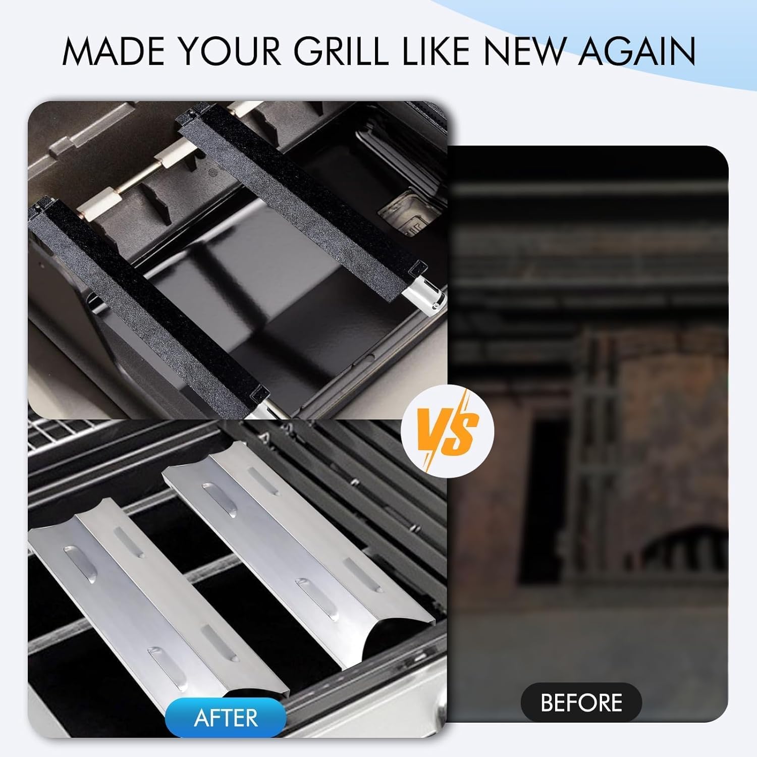 Shengyongh SSBG179A (4-Pack) Stainless Steel Heat Plate and Cast Iron Burner for Master Forge BG179A, BG1793B-A Grill