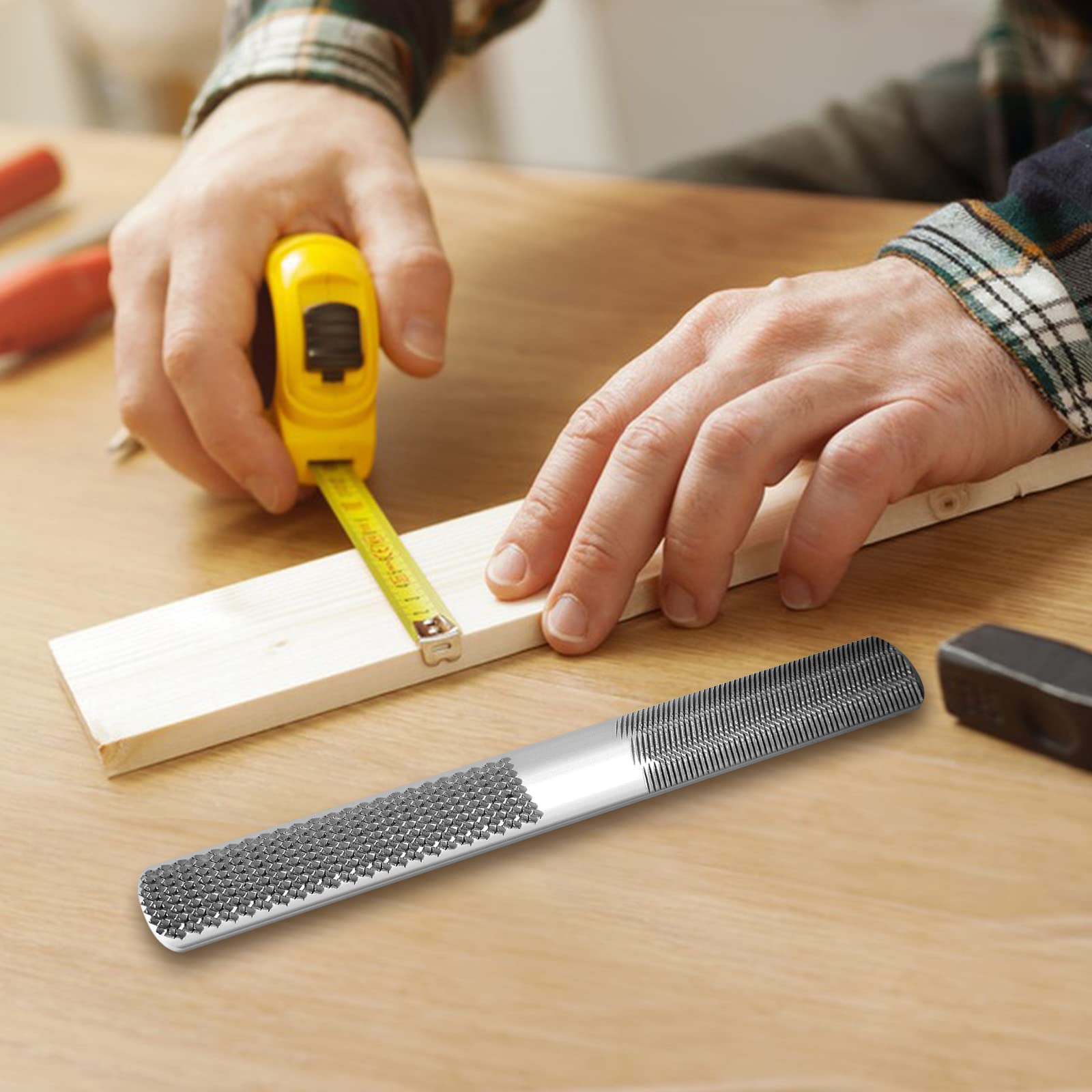 2 limas de madera de 8 pulgadas y 4 vías, lima de mano de alto carbono de grado premium y escofina redonda, lima plana y de aguja, lima de mano multifuncional para afilar madera, metal