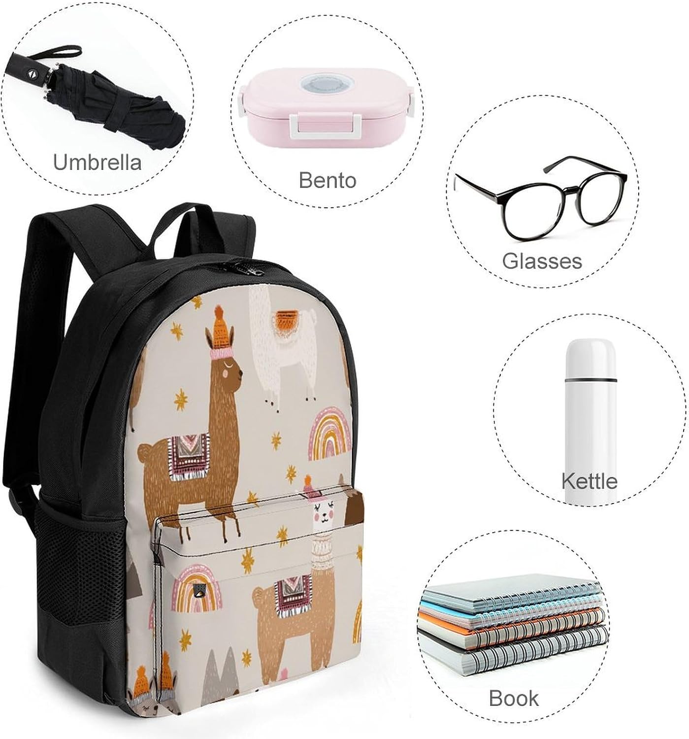 Alpacas with Saddles Backpack Lightweight Backpacks Work Bag