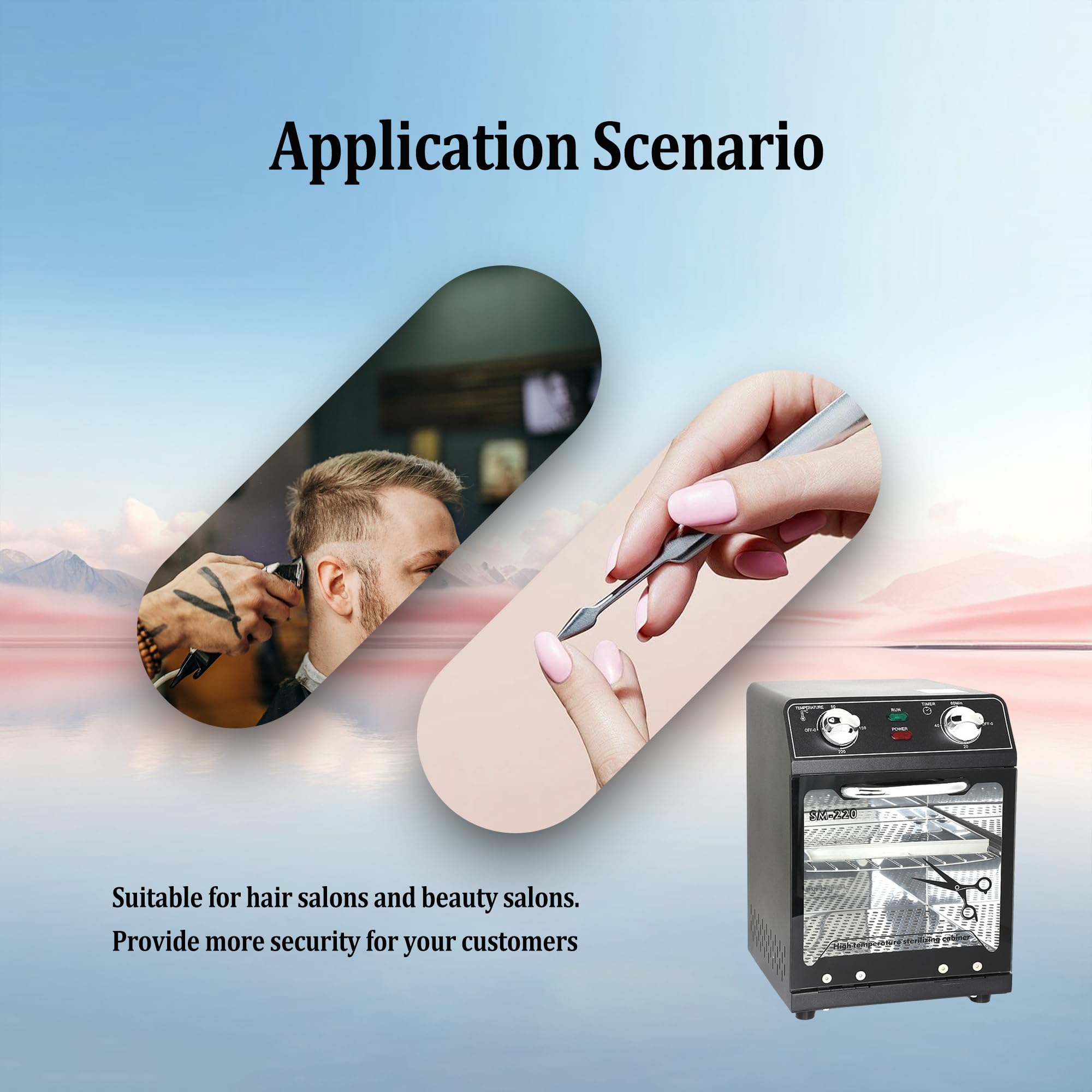 Henlivy Hochtemperatur-Sterilisator, max. 220°C, mit Temperaturregelung und Timer, für Friseursalon, Spa, Nagelstudio, Werkzeugsterilisator