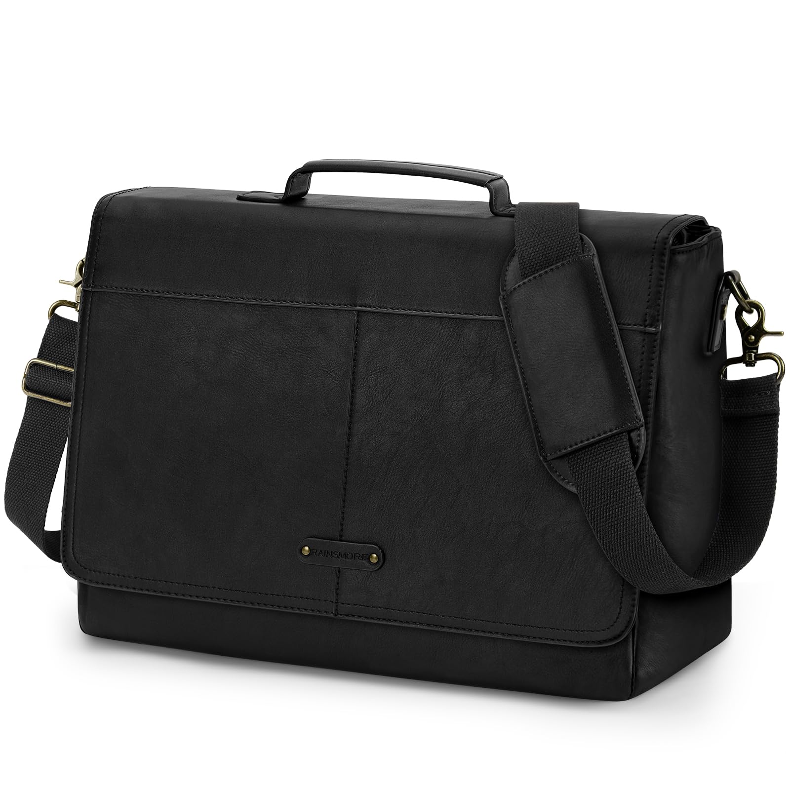 RAINSMORE Vintage Messenger Bag per gli uomini PU Leather Laptop Bag 15.6 Pollice Impermeabile Mens Cartella Retro Satchel Computer Bag