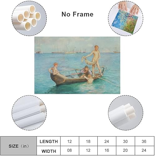 Miniatura 2 de Henry Scott Tuke - August Blue', 1896 - Póster decorativo para pared de sala de estar, dormitorio, 16 x 24 pulgadas (15.7 x 23.6 in)