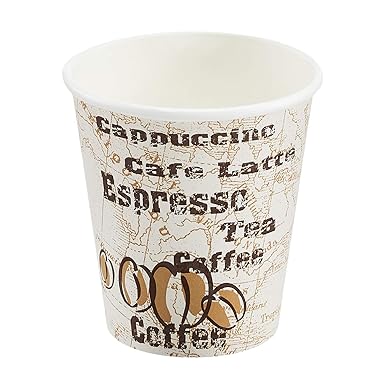 Amazon Basics Single Wall Hot Cup, Café Design,