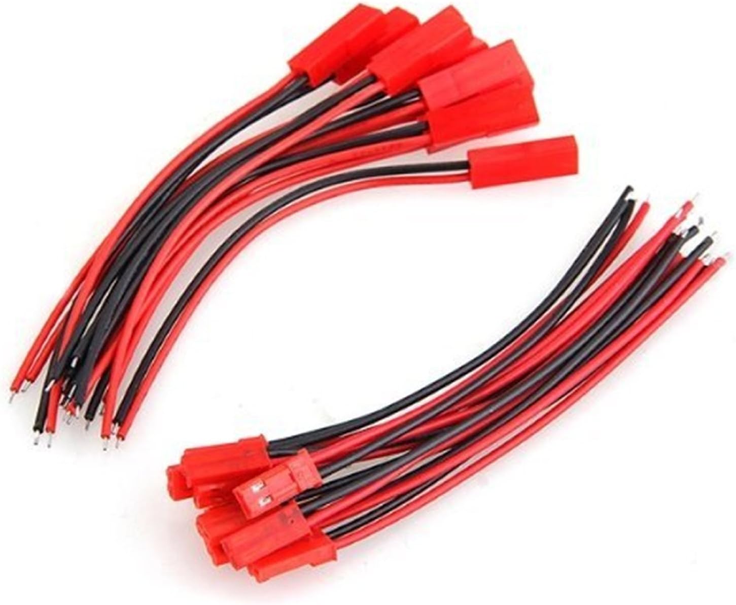 10Pairs JST 2 Pin Male Female Connector 22AWG Red Black 150mm Wire for RC Plane Battery