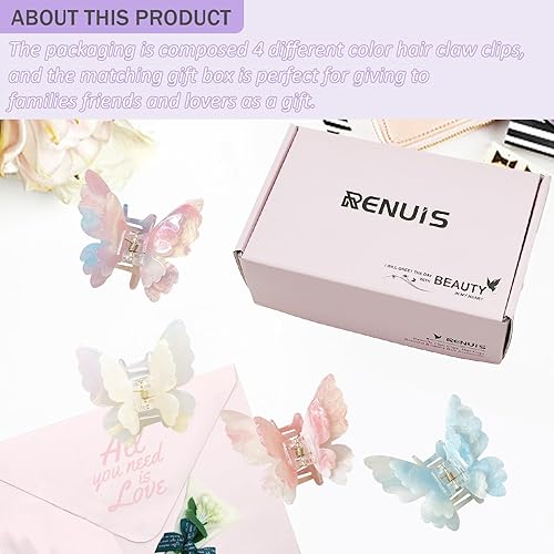 Miniatura 2 de 12 pinzas para el cabello de mariposa esmeriladas coloridas para cabello grueso, delgado y mediano, elegantes y antideslizantes, pinzas de mariposa