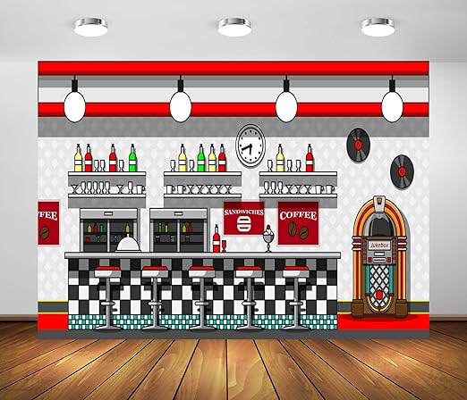 Aazon.co : BELECO 7x5ft Fabric Retro 50s Diner Backdrop For Photography Classic 1950s Fast 2 thumbnail image
