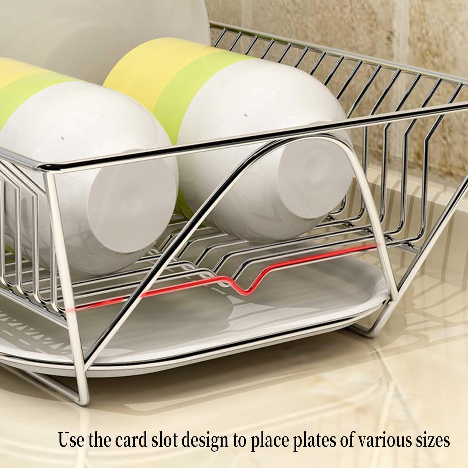 Scolapiatti Scolapiatti Scolapiatti Scolapiatti sopra lavello Scolapiatti con vaschetta raccogli-Gocce Cestello Porta-Frutta e Verdura in Metallo e Acciaio Inossidabile (Argento)