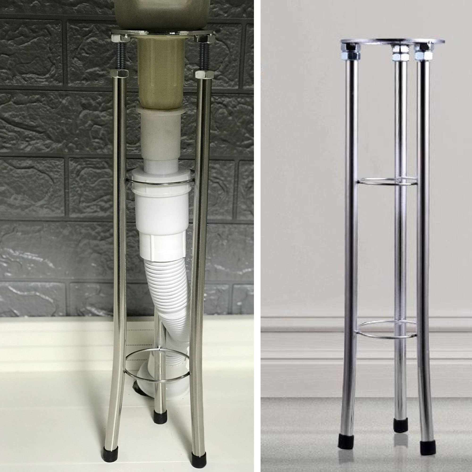 Soportes de acero inoxidable para fregadero de montaje inferior, patas ajustables, kit de instalación para fregadero de cocina y baño, sistema de reparación que nunca se cae