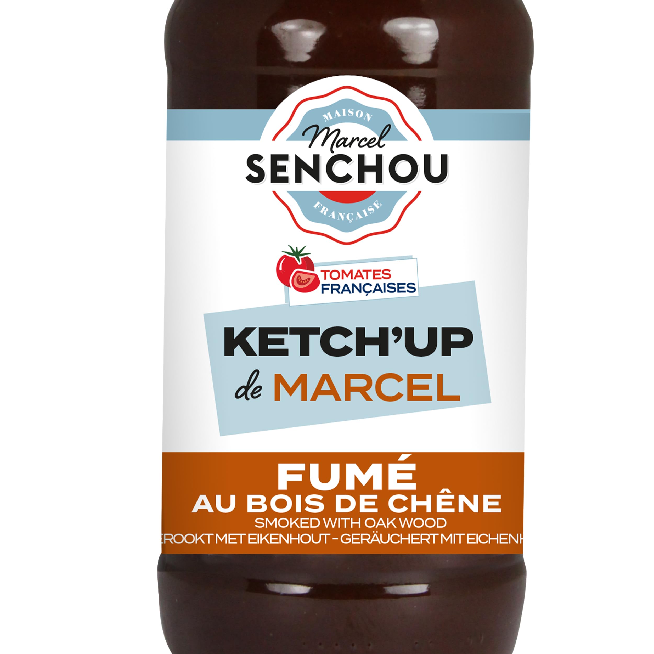 Pur Ketchup Fumé au Bois de Chêne - Accompagnement de Tapas, Grillades - Sans Colorant et Additif - Vegan Friendly & Gluten Free - 360g, Bouteille en Verre 82% Recyclé - SENCHOU
