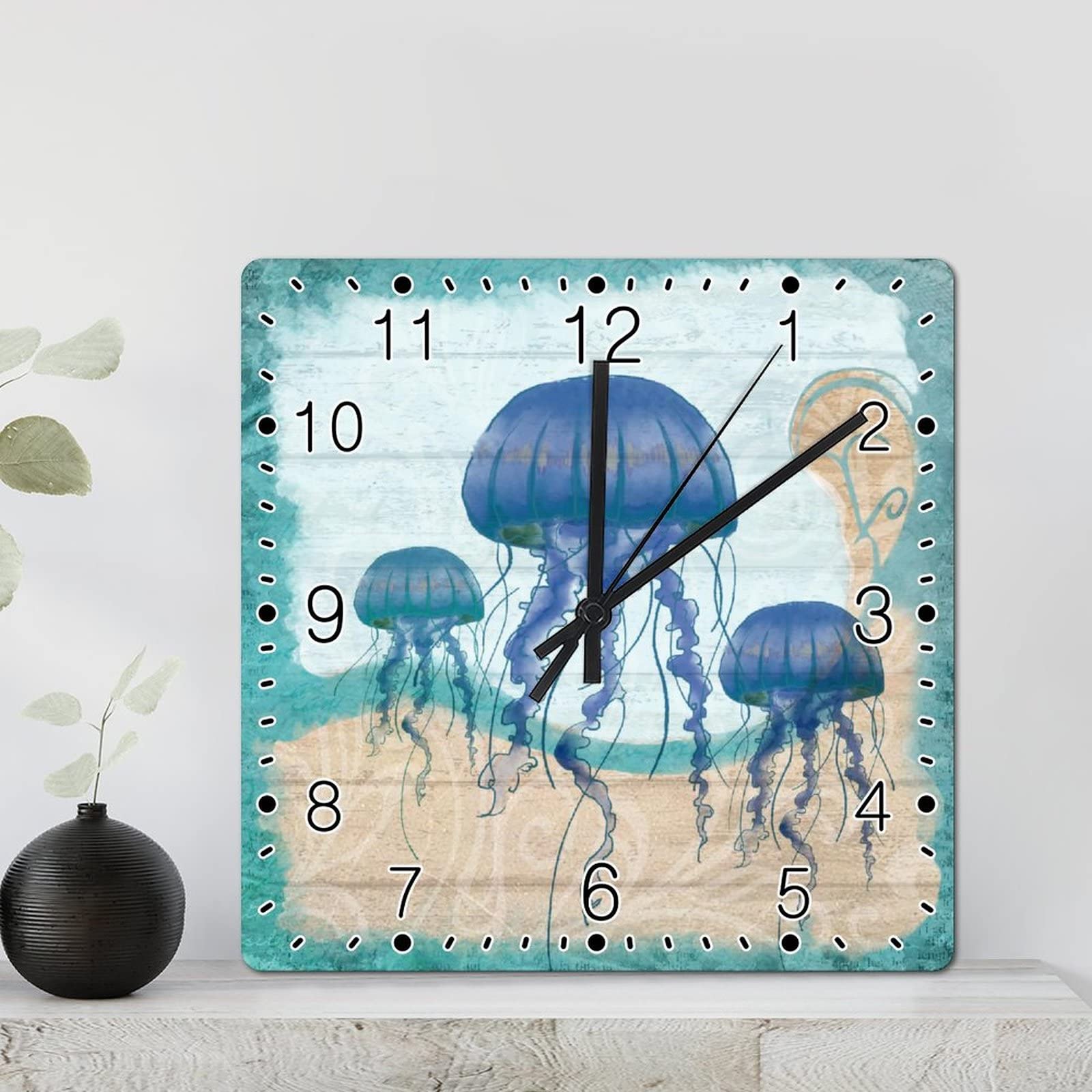 Horloge murale carrée méduse à pile de 30.5 cm pour la maison