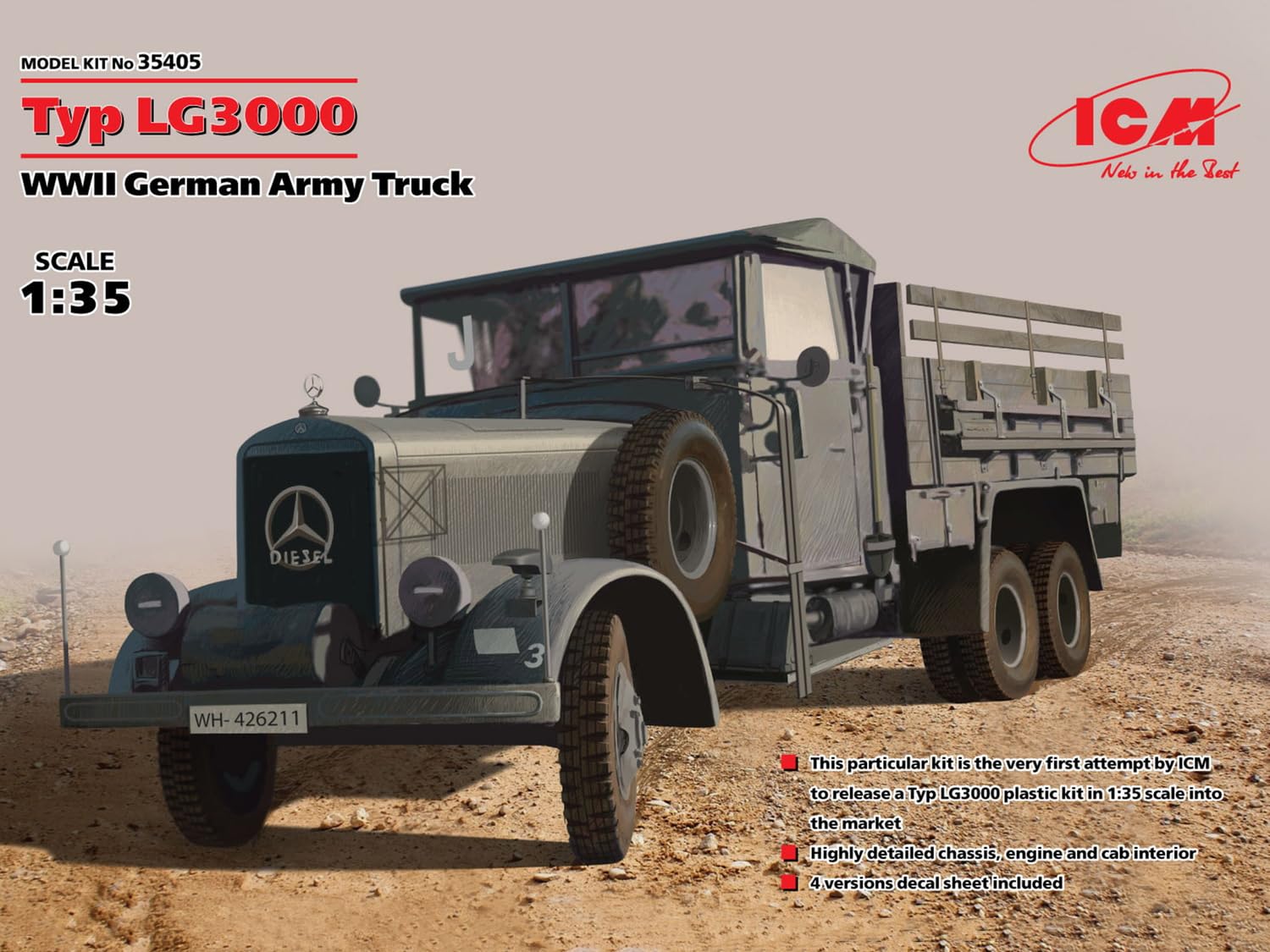 ICM Models Type LG3000 WWII German Army Truck - 1/35 Scale Military Vehicle Model Kit With Decals - View #8