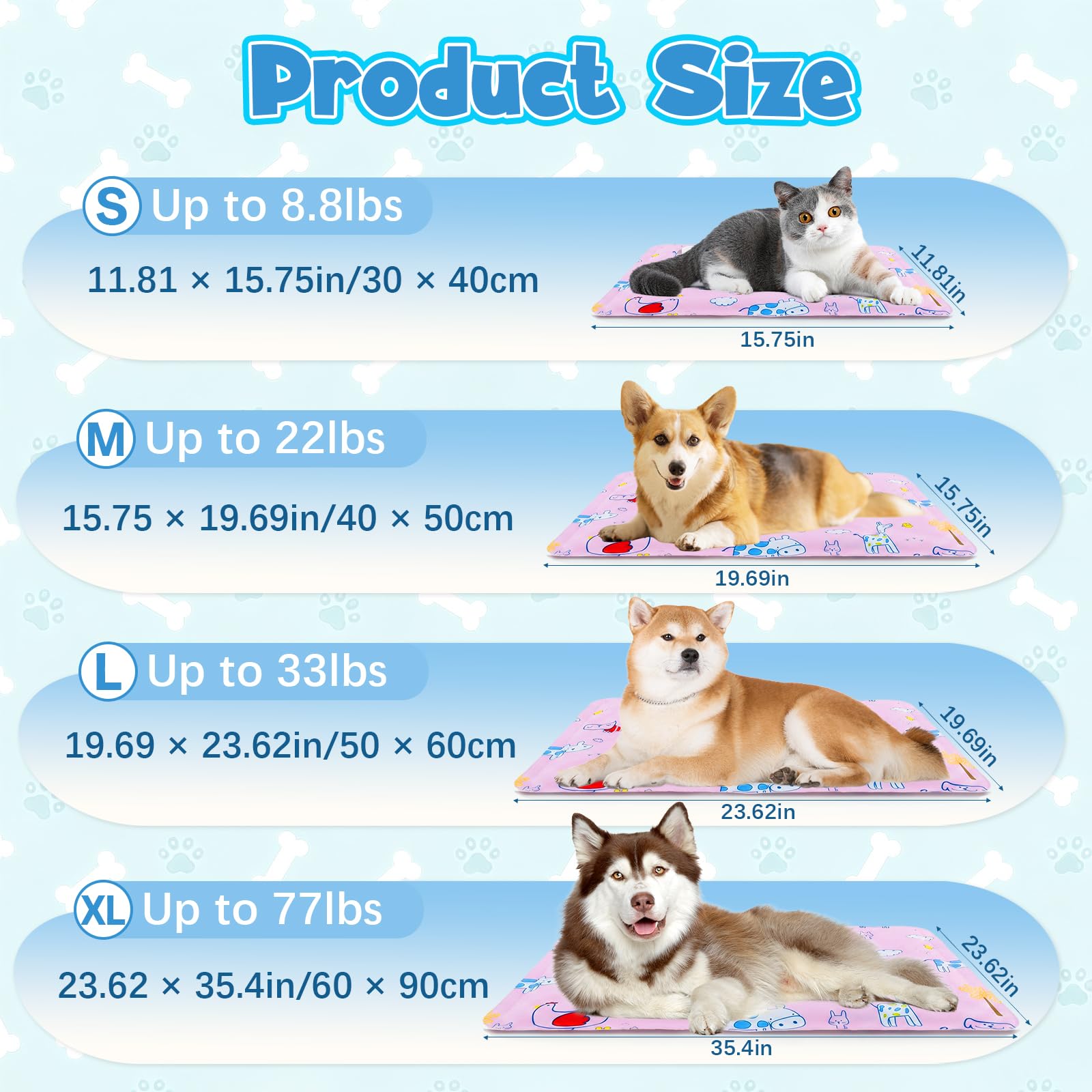 Tappetino Refrigerante per Cani e Gatti, 40 x 50 CM Tappetino Refrigerante per Animali, Tappetinos Refrigerantes Cane, Tappetinos Refrigerantes in Gel per Cucce Divani Camping
