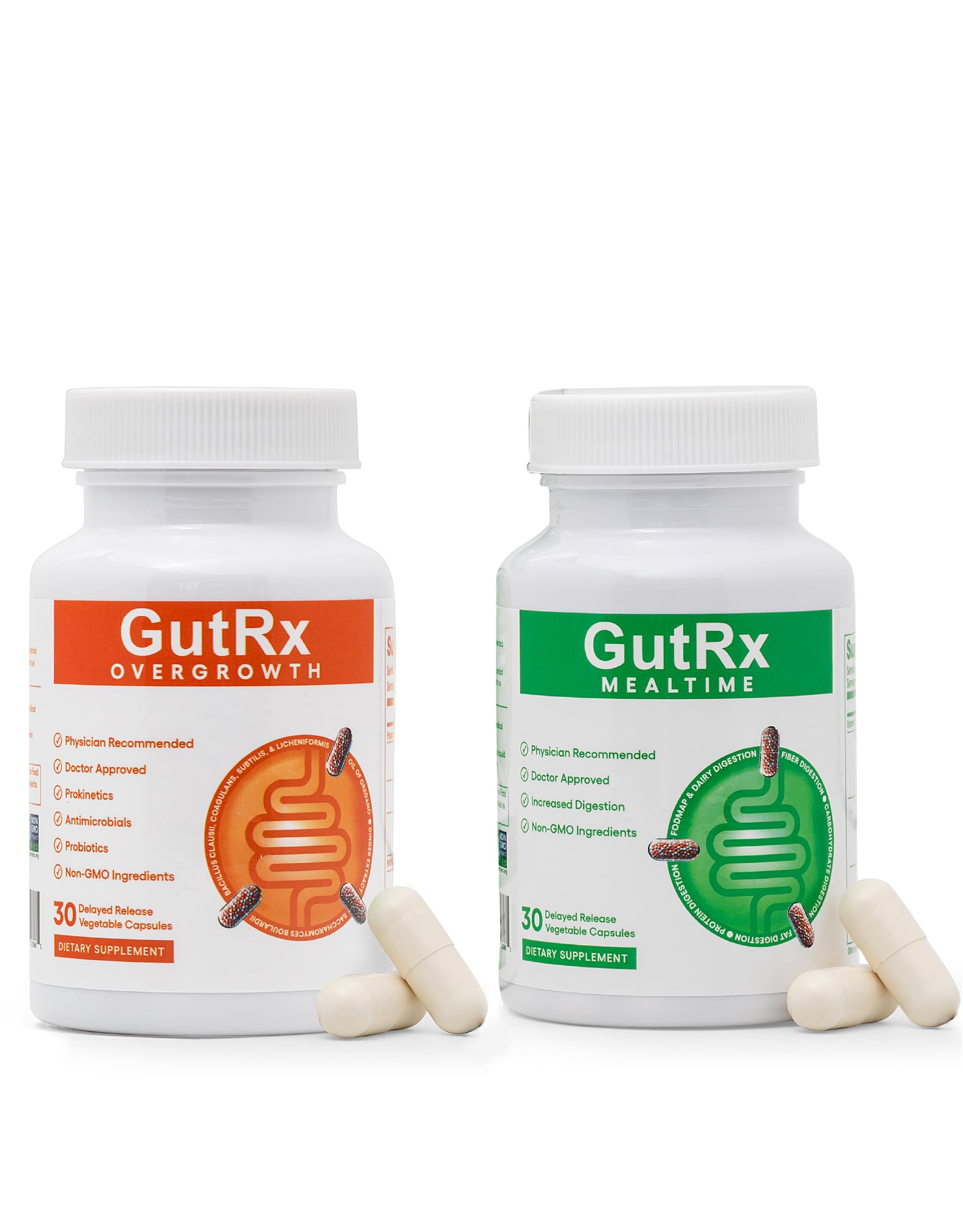 Overgrowth Probiotics for Women and Men with Saccharomyces Boulardii, Lactobacillus Reuteri & Bifidobacterium, May Support SIBO & Candida + Mealtime Digestive Enzymes Lactase, Lipase & Bromelain