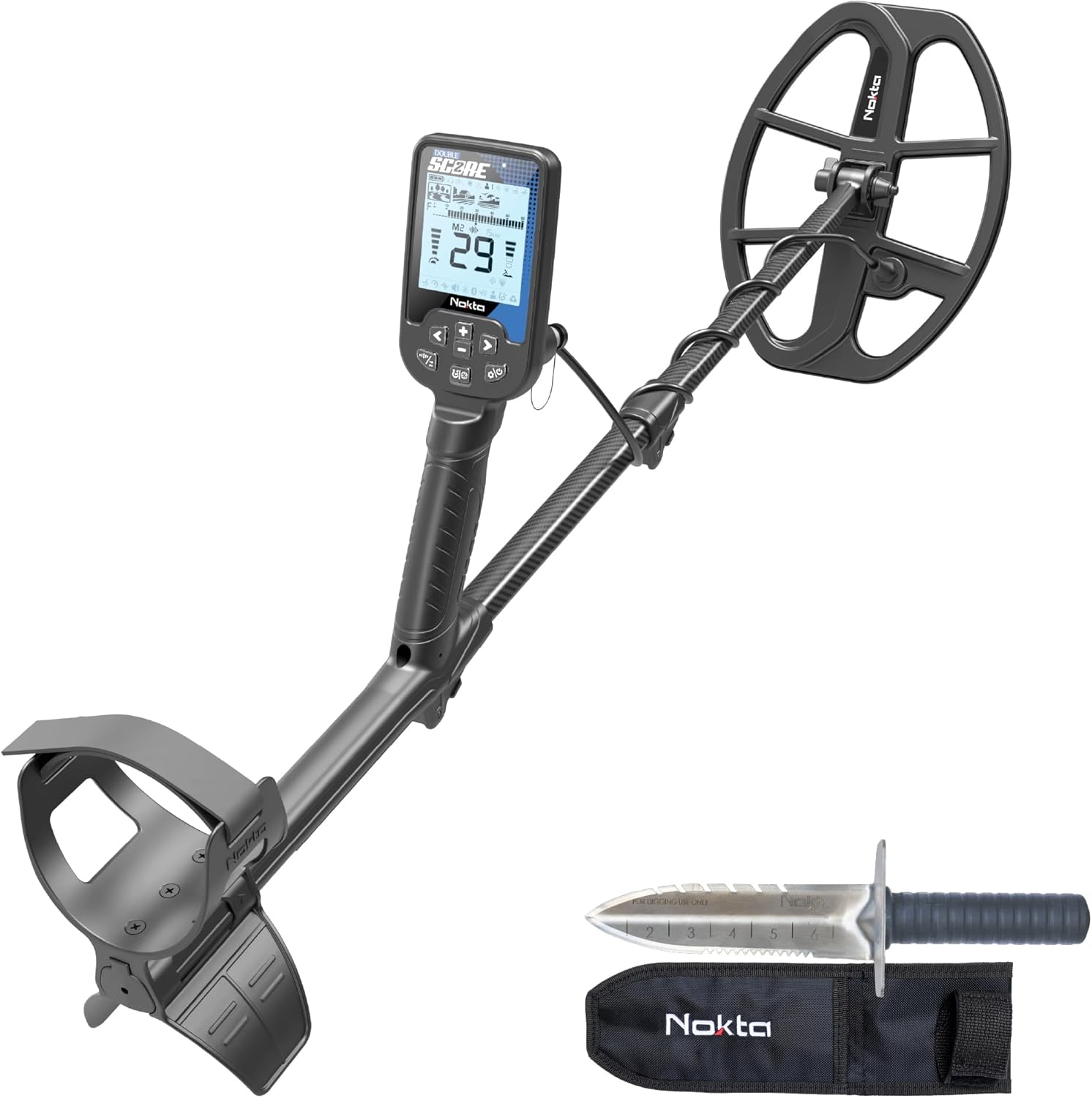 Nokta Score Metal Detector for Adults - Fully Waterproof, Rechargeable, Multi-Frequency, Easy-to-Use Detectors for Treasure Hunting (Double Score with Premium Digger)