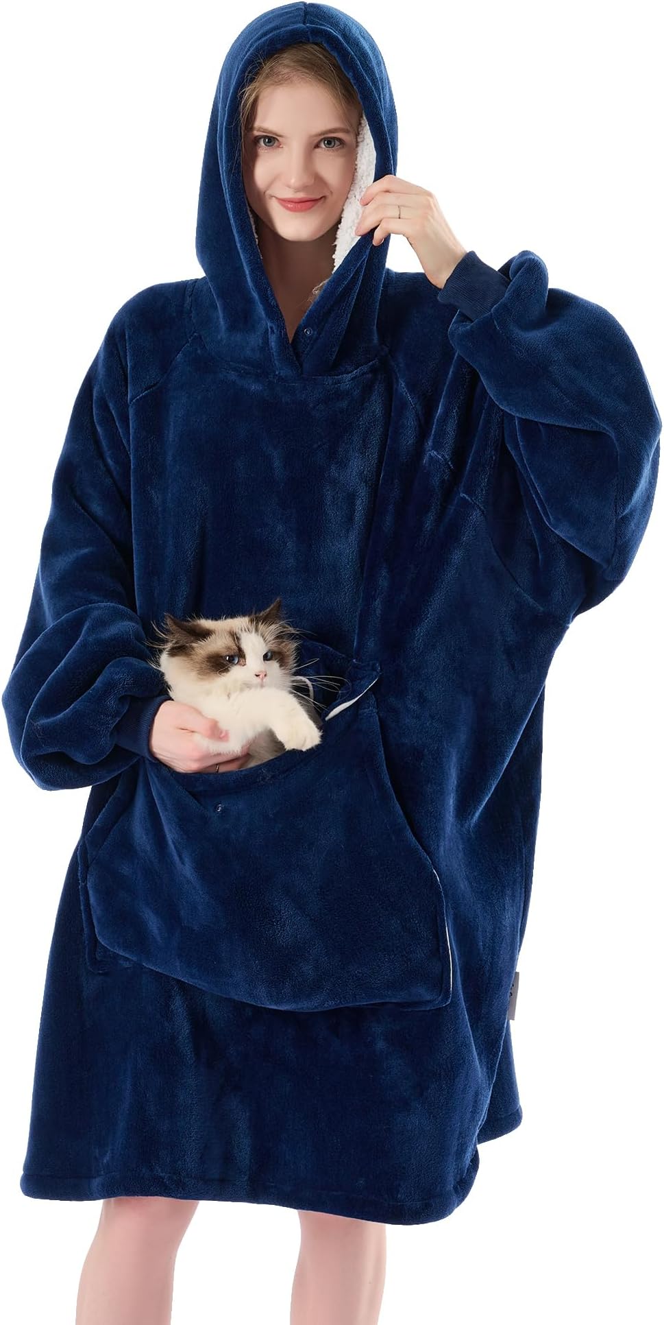 Krifey Wearable Blanket Hoodie, Oversized Sherpa Hooded as Birthday Gifts for Mom Women Girlfriend Men, Cozy Sweatshirt with Giant Pocket