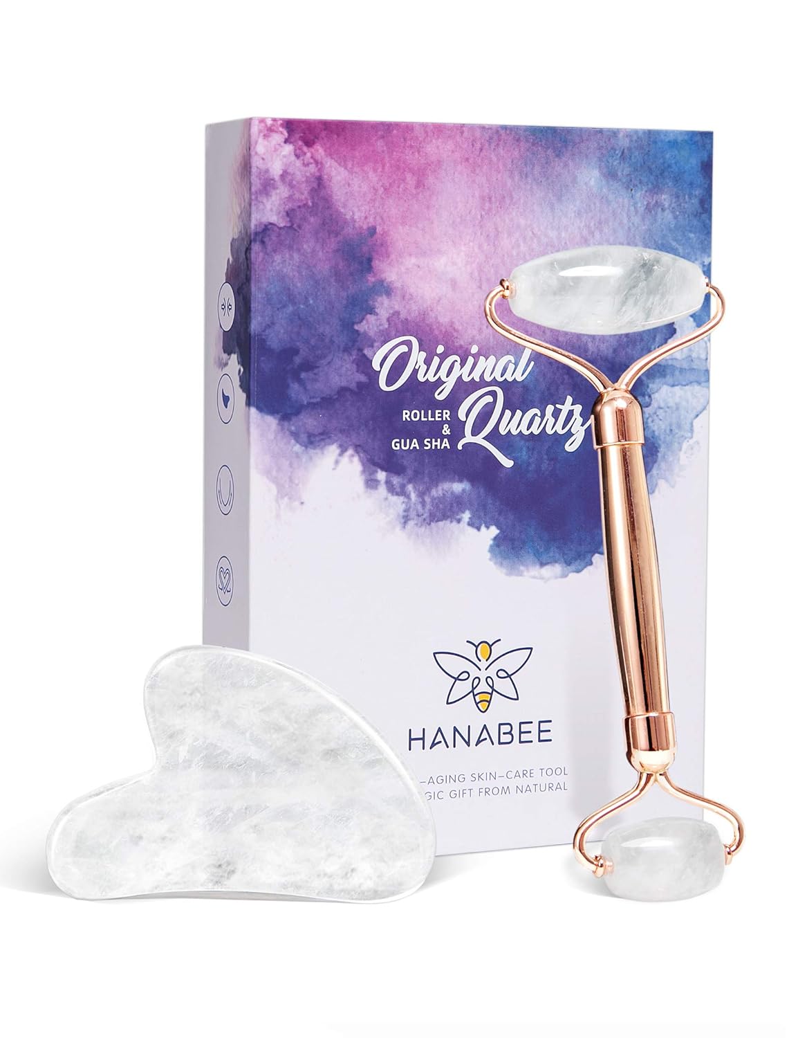 Gua Sha Jade Roller,Rose Quartz Face Roller Skin Care Tools,Beauty Facial Massager,Eye Roller For Puffy Eyes,Self Care Gifts For Women,HANABEE Skincare Sets & Kits : Beauty & Personal Care