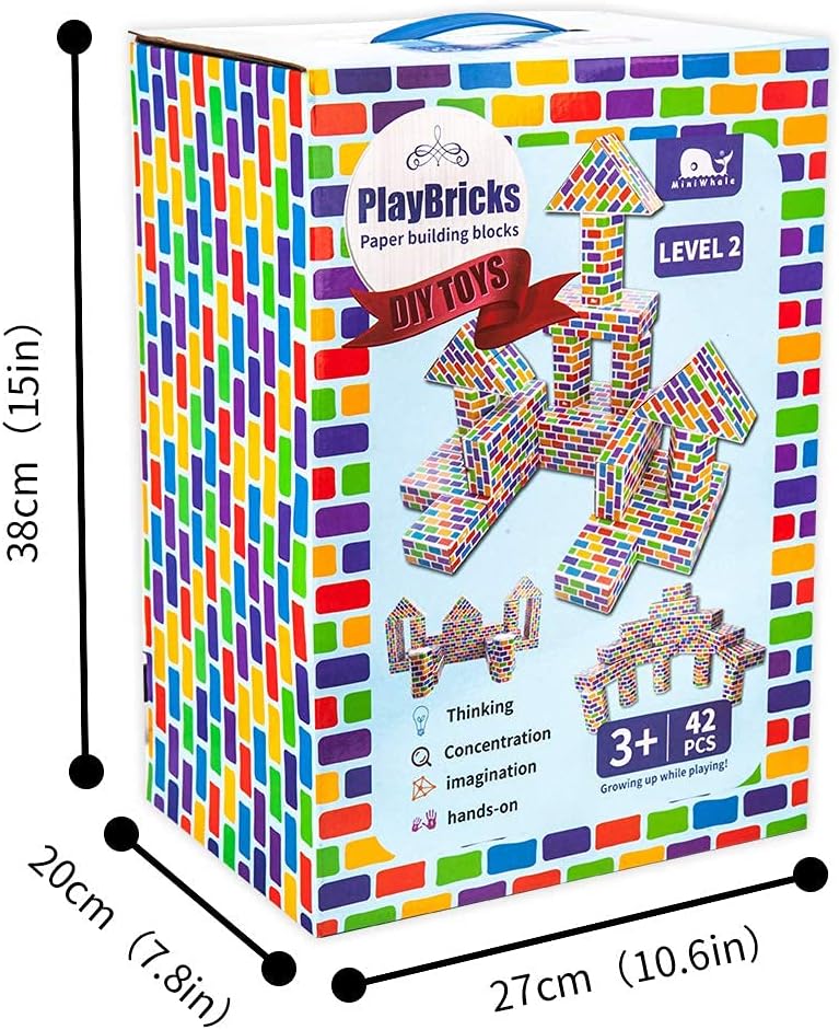 Deluxe Jumbo Cardboard Blocks 42-Pack Extra-Thick Cardboard Building Blocks Mini Whale Paper Brick Toy