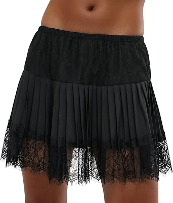 Women Y2k Lace Mini Skirt Ruffle Layered Flowy Half Slip Skirts Underskirt