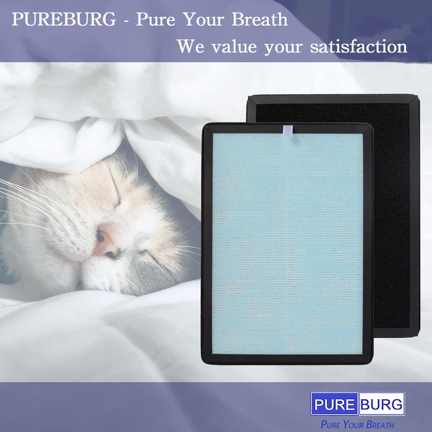 PUREBURG Repalcement Filter Compatible with Wagner Switzerland WA888 WA-888 & LEMARC USA WA888G Air Purifers,2-Pack H13 HEPA Activated Carbon 3-Stage Filtration