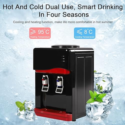 Miniatura 2 de Top Loading Dispensador de enfriador de agua, dispensador de enfriador de agua caliente y fría para 3 a 5 galones, dispensador de enfriador de agua