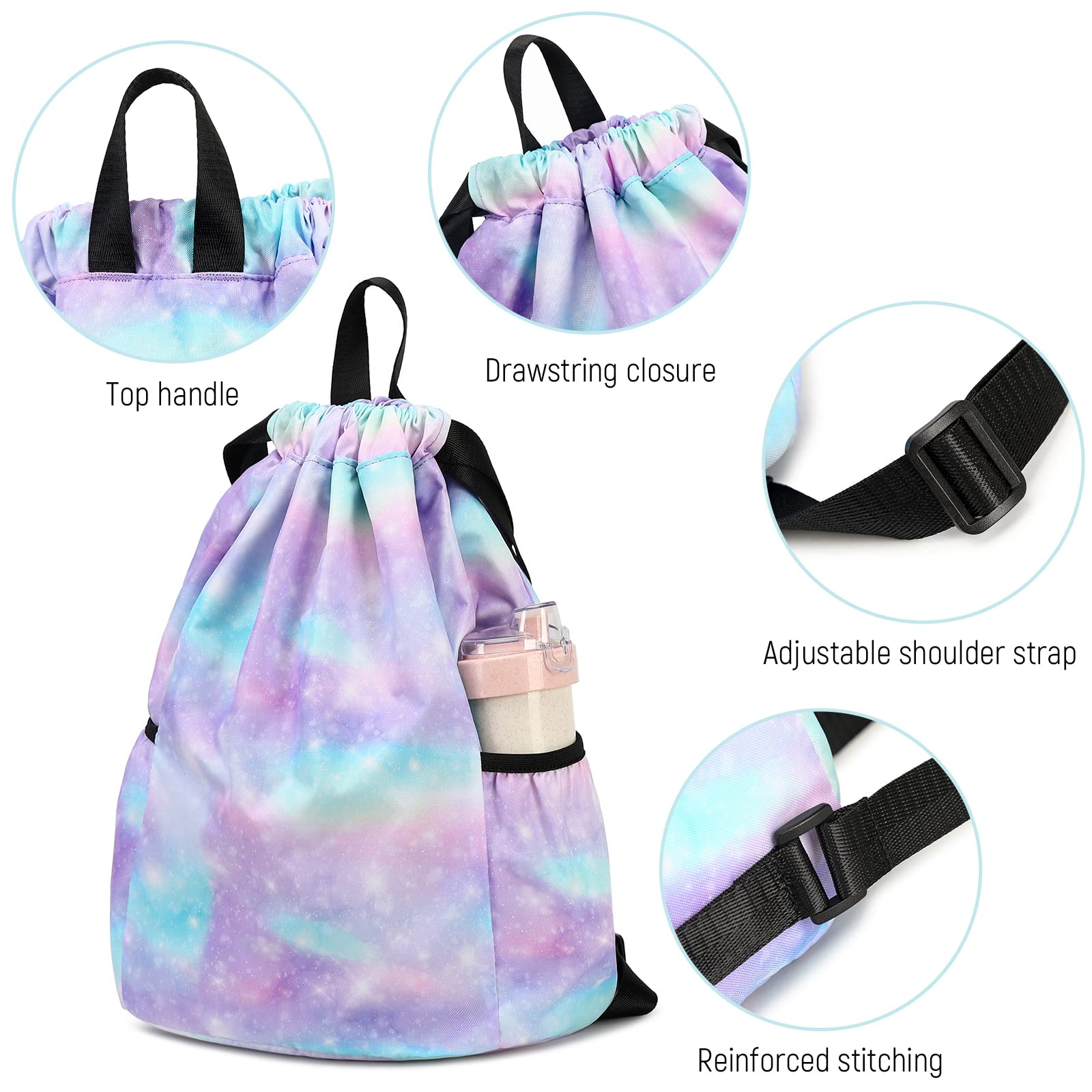 Bolsa impermeable con cordón para gimnasio, mochila deportiva para hombres, mujeres, niñas y niños