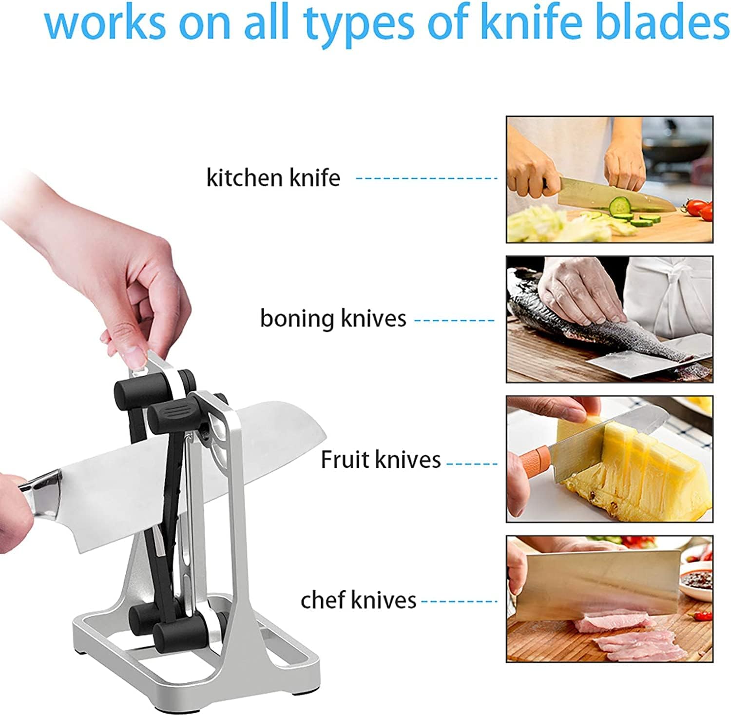 Kitchen Knife Sharpener,Edge Works Knife Sharpeners for Kitchen Knives,Knife Sharpeners for Military Aluminum, Hone, Sharpens, Beveled, Polishes Dull, Serrated, Standard Blades & Chef's Knives