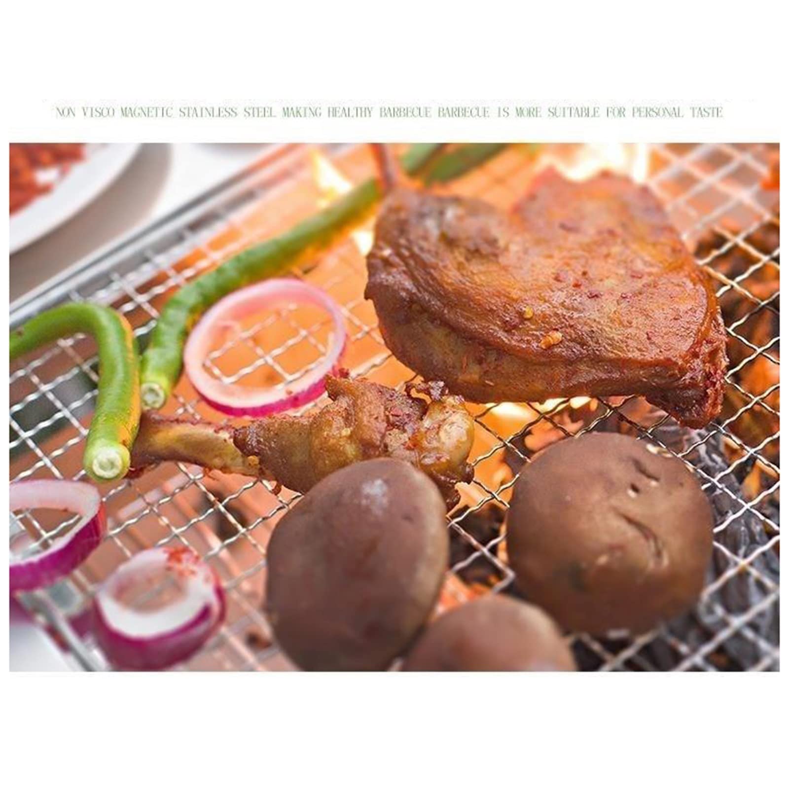 Stół do grillowania Self Service Grill domowy grill ze stali nierdzewnej Wielofunkcyjny przenośny zewnętrzny stół grillowy z węglem drzewnym na zewnątrz (65 x 65 cm)