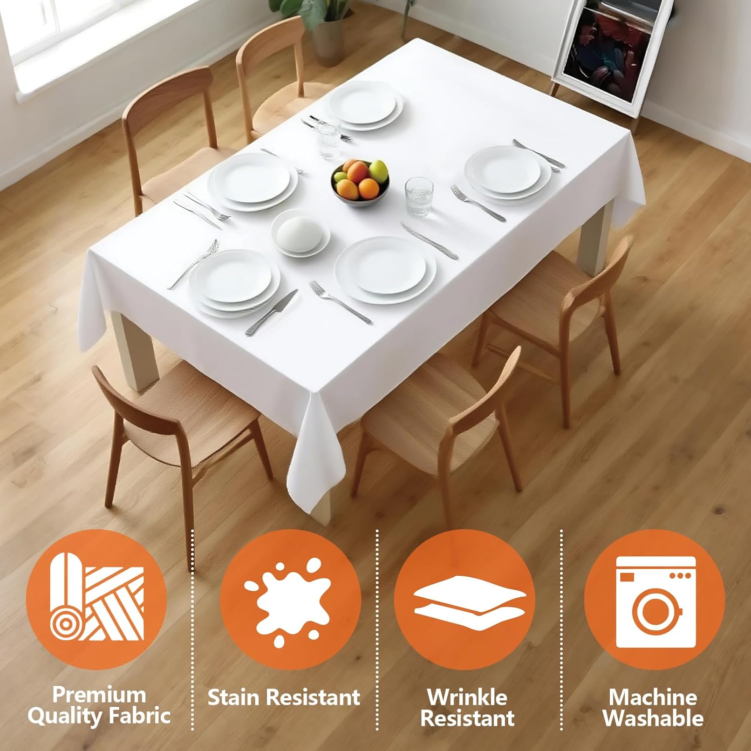 10Pack White Table Clothes,Rectangle Tablecloths for 6 Foot Rectangle Tables,59x102 Inch Wrinkle Resistant Washable Polyester Table Covers,Polyester Tablecloth for Wedding Party Banquet Dining