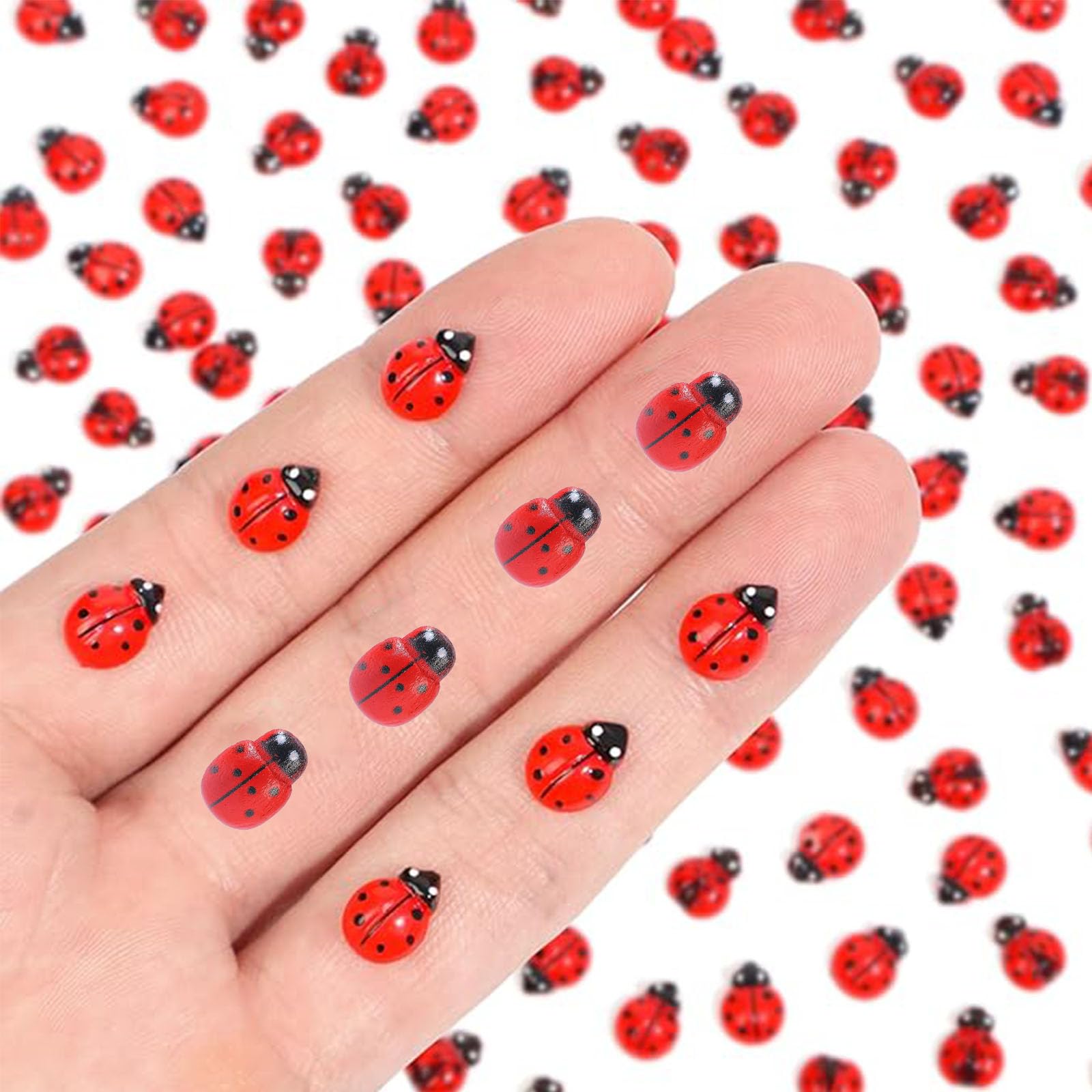 60 Pcs Miniature Toys, Resin & Wood Ladybugs Mini Toy, Ladybug Mini Toys Garden Miniature Decoration Items & Things for Crafts Dollhouse Decoration for Fairy Garden Micro Landscape DIY-image-21