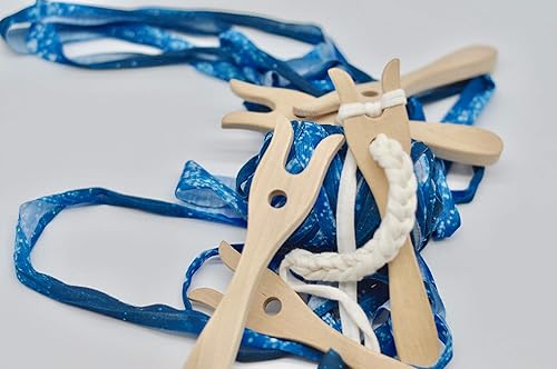 Miniatura 6 de COPYLOVE Tenedor para tejer madera, herramienta de tejer Lucent tenedor de corte a mano perfecta para tejedores, cocheters y todos los artistas de