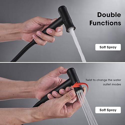 Miniatura 4 de Inodoro oculto caliente y frío mezclados latón bidé Spray Set 2 funciones Pulverizador de mano pañal Shattaf NPT 12 accesorio de baño, negro mate